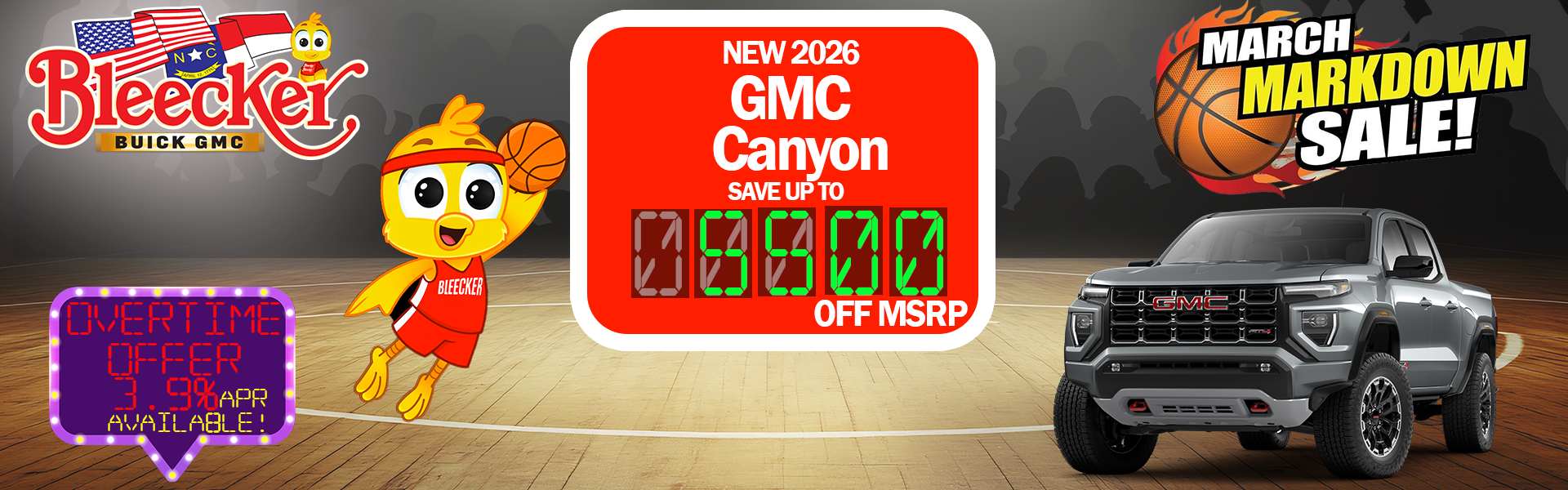 5500 off new 2026 GMC Canyons